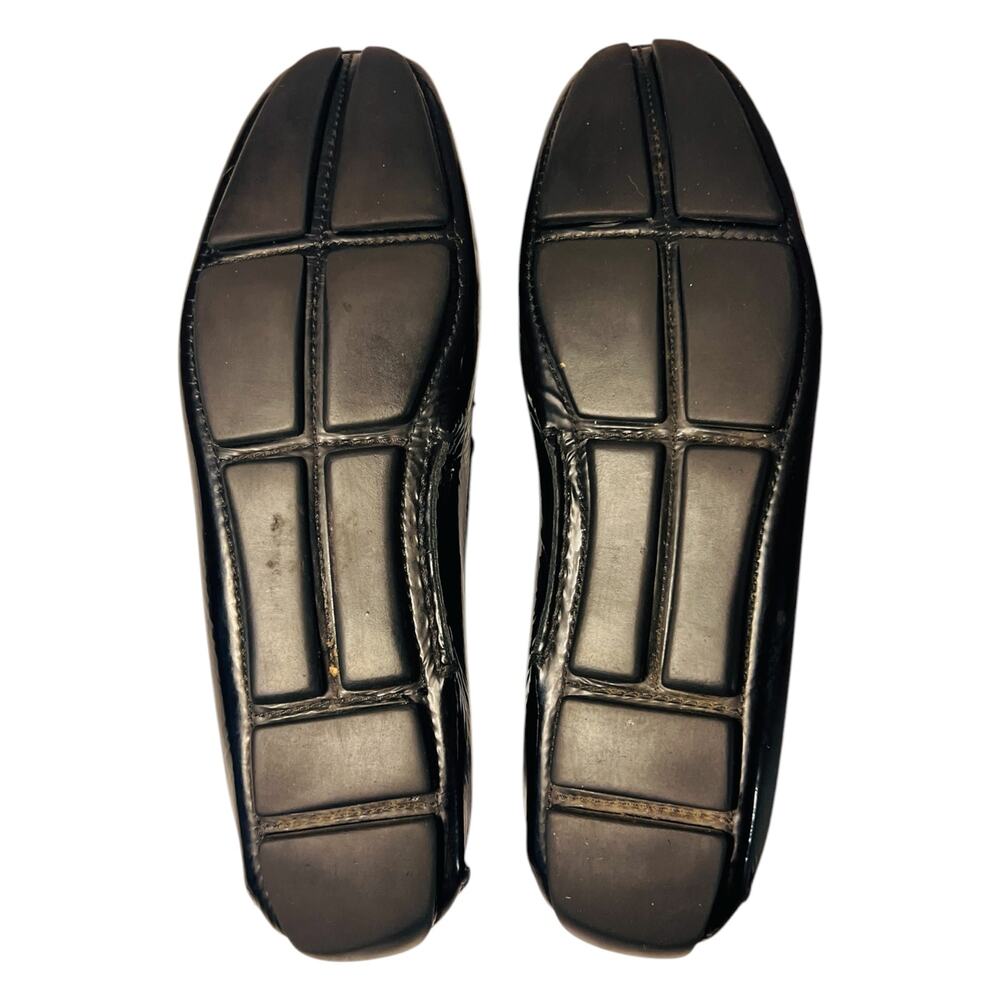 Prada Black Naplak Patent Leather Driving Loafers Logo Tab EU 38.5 - Picture 4 of 9